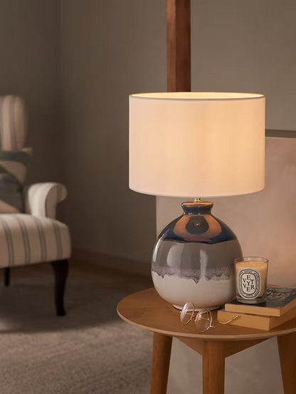 John Lewis Martha Ceramic Table Lamp, Blue/Green