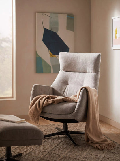 John Lewis Ease Recliner Armchair and Footstool, Soft Weave Grey