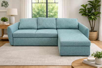 John Lewis Sofa Bed RHF Chaise Bailey II Aquaclean Connie Teal Living Room