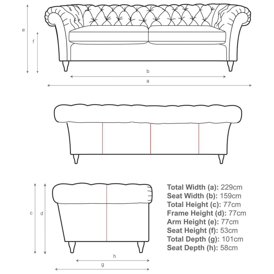 John Lewis Cromwell Chesterfield Grand 4 Seater Leather Sofa, Dark Leg Demetra Charcoal