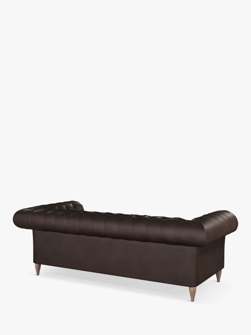 John Lewis Cromwell Chesterfield Grand 4 Seater Leather Sofa, Dark Leg Demetra Charcoal