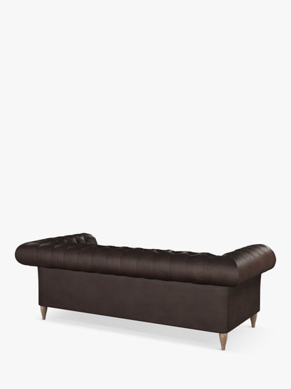 John Lewis Cromwell Chesterfield Grand 4 Seater Leather Sofa, Dark Leg Demetra Charcoal