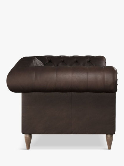 John Lewis Cromwell Chesterfield Grand 4 Seater Leather Sofa, Dark Leg Demetra Charcoal