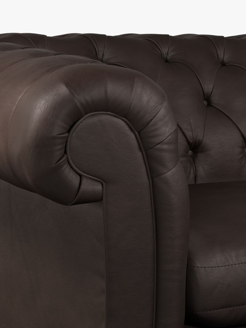 John Lewis Cromwell Chesterfield Grand 4 Seater Leather Sofa, Dark Leg Demetra Charcoal