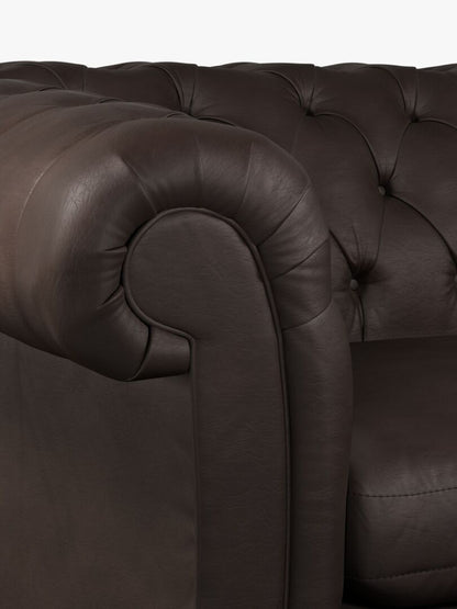 John Lewis Cromwell Chesterfield Grand 4 Seater Leather Sofa, Dark Leg Demetra Charcoal