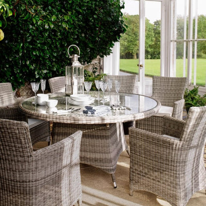 John Lewis Dante 6-Seater Round Glass Top Garden Dining Table