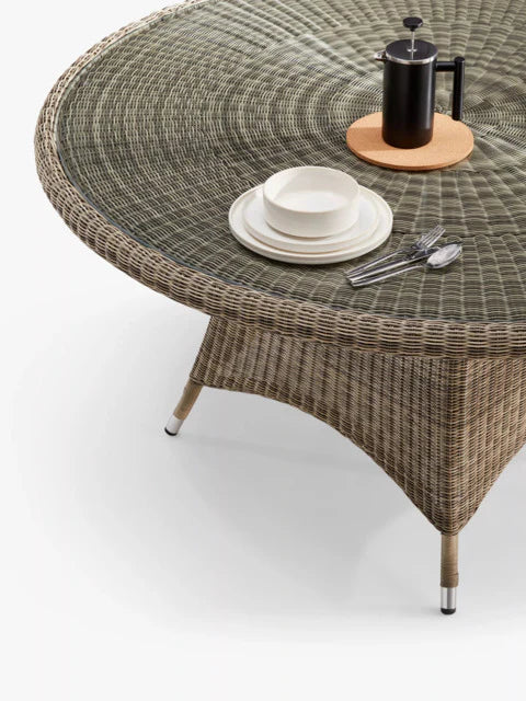 John Lewis Dante 6-Seater Round Glass Top Garden Dining Table