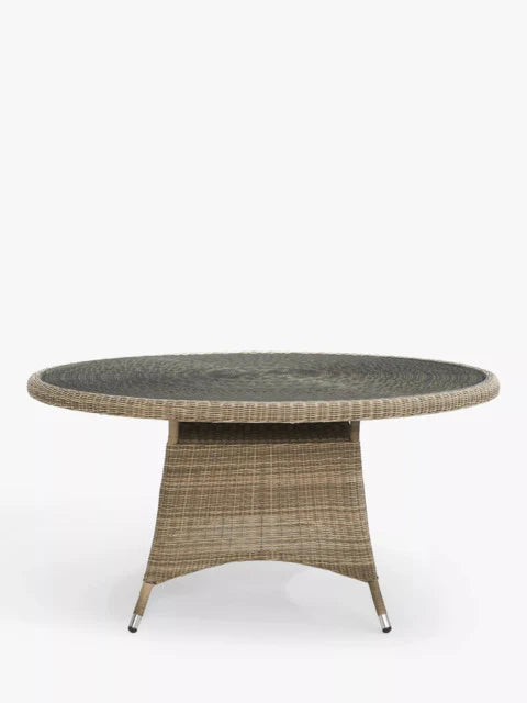 John Lewis Dante 6-Seater Round Glass Top Garden Dining Table
