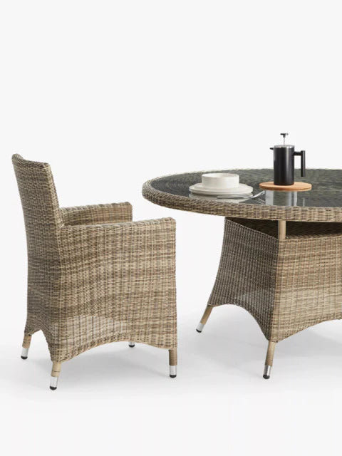 John Lewis Dante 6-Seater Round Glass Top Garden Dining Table