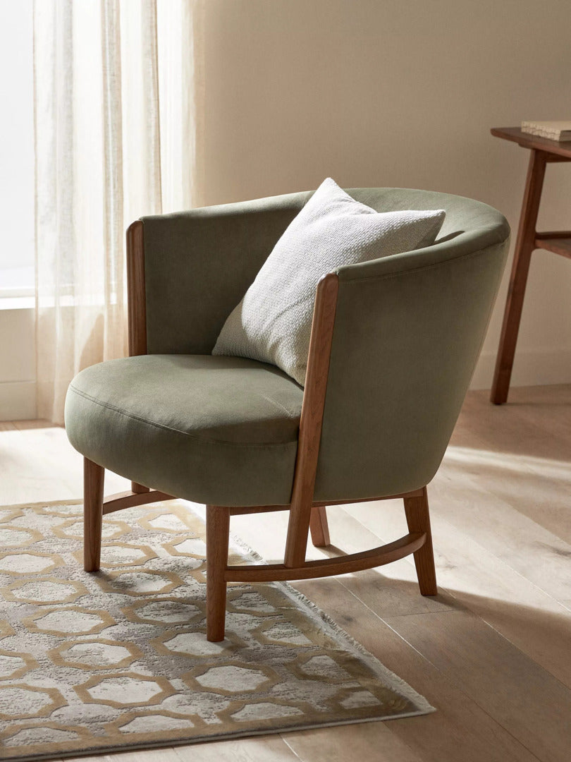 John Lewis Drift Armchair, Dark Leg, Moss Green Smooth Velvet