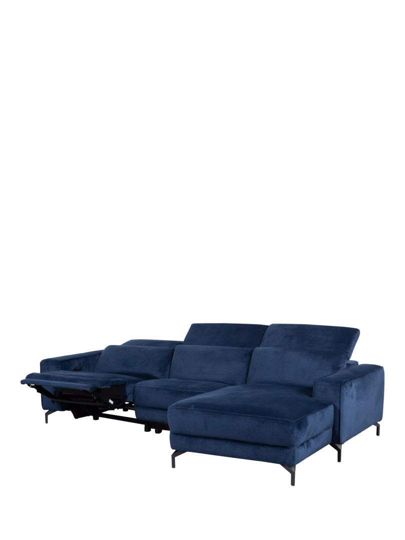 John Lewis Gradient RHF Chaise Power Recliner Sofa, Navy Chenille