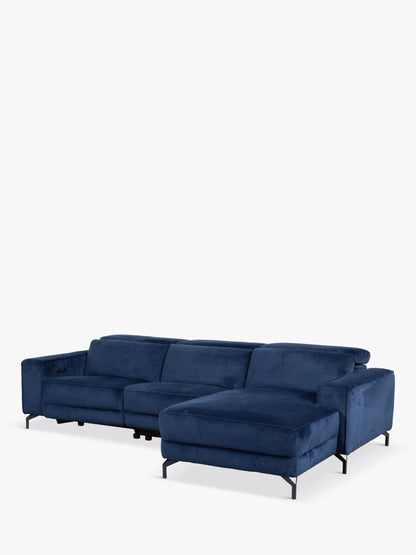 John Lewis Gradient RHF Chaise Power Recliner Sofa, Navy Chenille