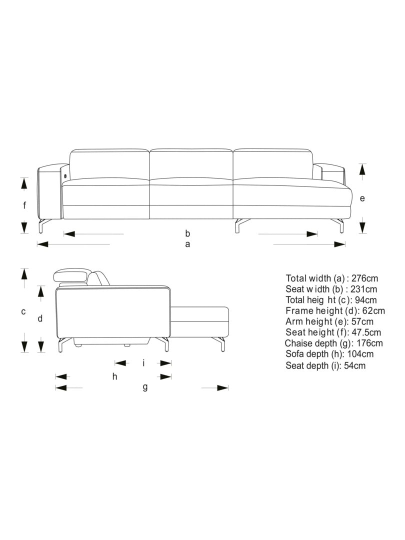 John Lewis Gradient RHF Chaise Power Recliner Sofa, Navy Chenille