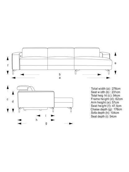 John Lewis Gradient RHF Chaise Power Recliner Sofa, Navy Chenille