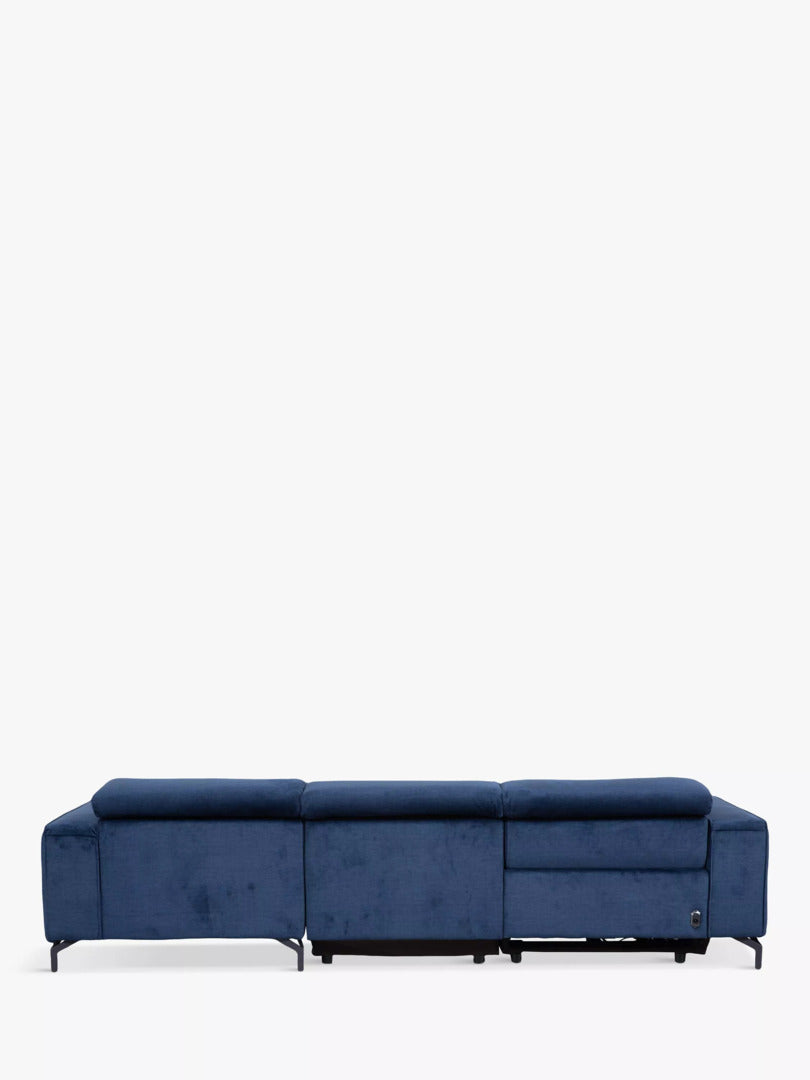 John Lewis Gradient RHF Chaise Power Recliner Sofa, Navy Chenille