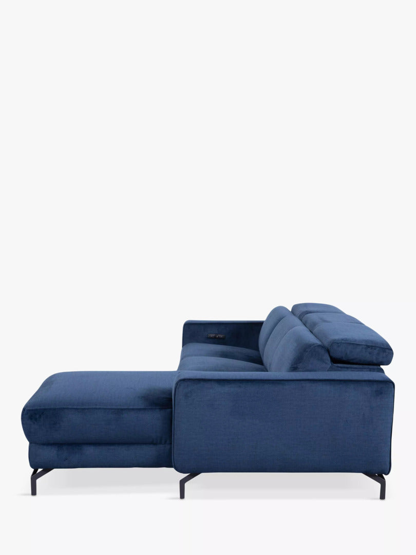 John Lewis Gradient RHF Chaise Power Recliner Sofa, Navy Chenille