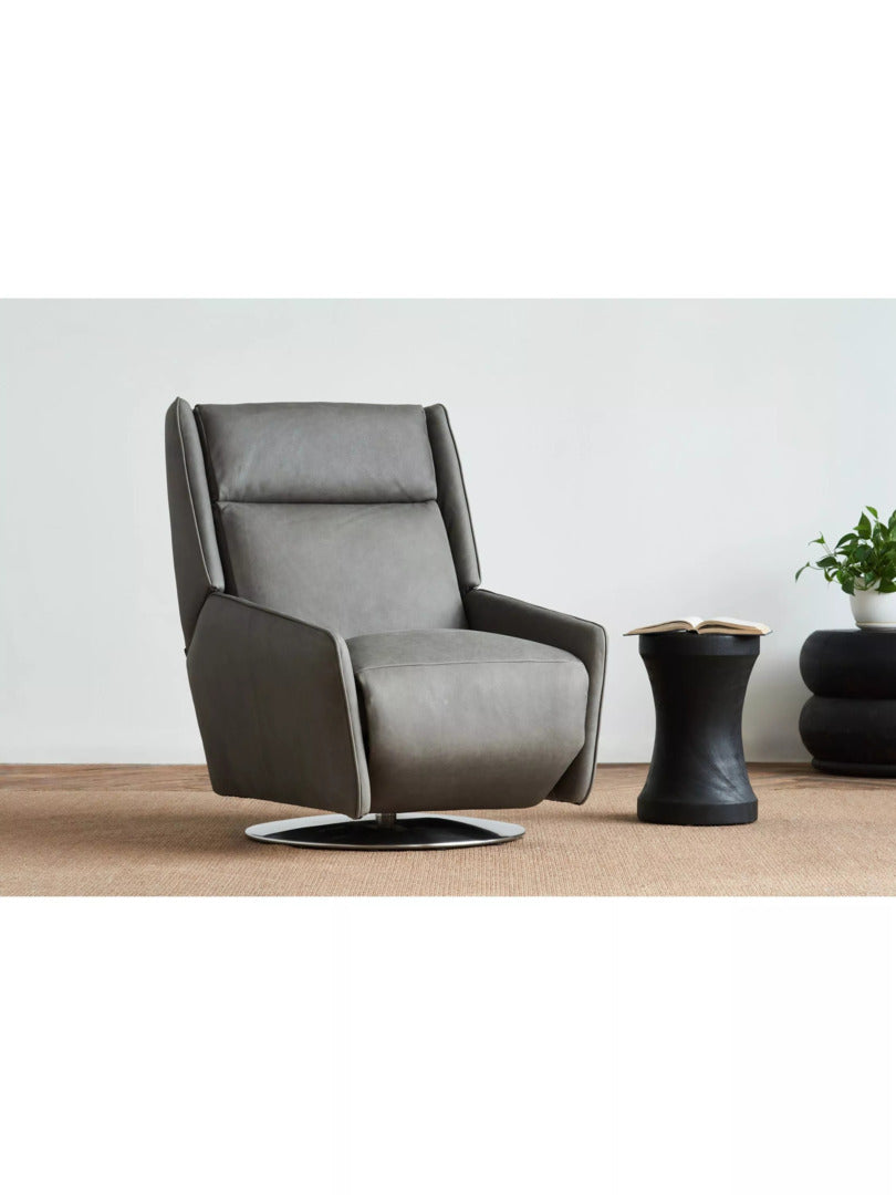 John Lewis Halo Capri Recliner Hand-Tipped Leather, Hot Pewter