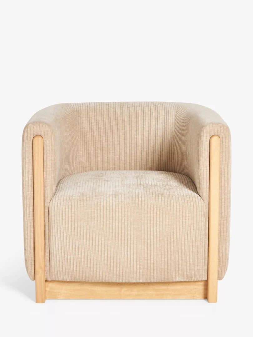 John Lewis Vila Tub Corduroy Armchair, Natural Living Room