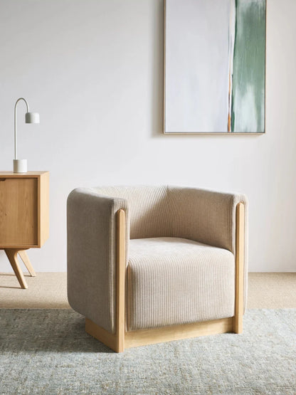John Lewis Vila Tub Corduroy Armchair, Natural Living Room