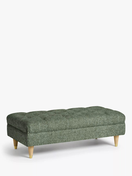 John Lewis Chester Footstool Brushed Tweed Green