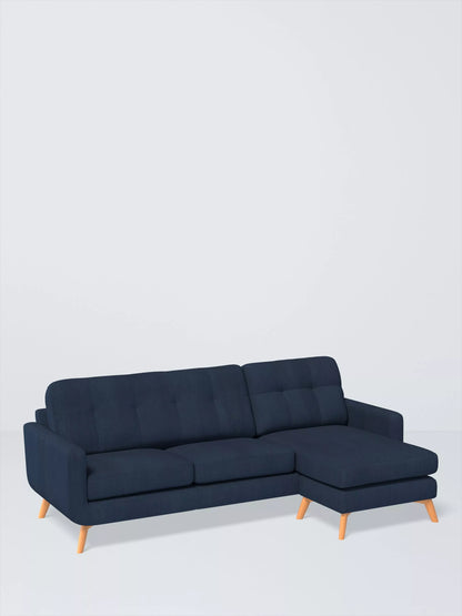 John Lewis Barbican LHF Chaise End Sofa  Chunky Chenille Navy