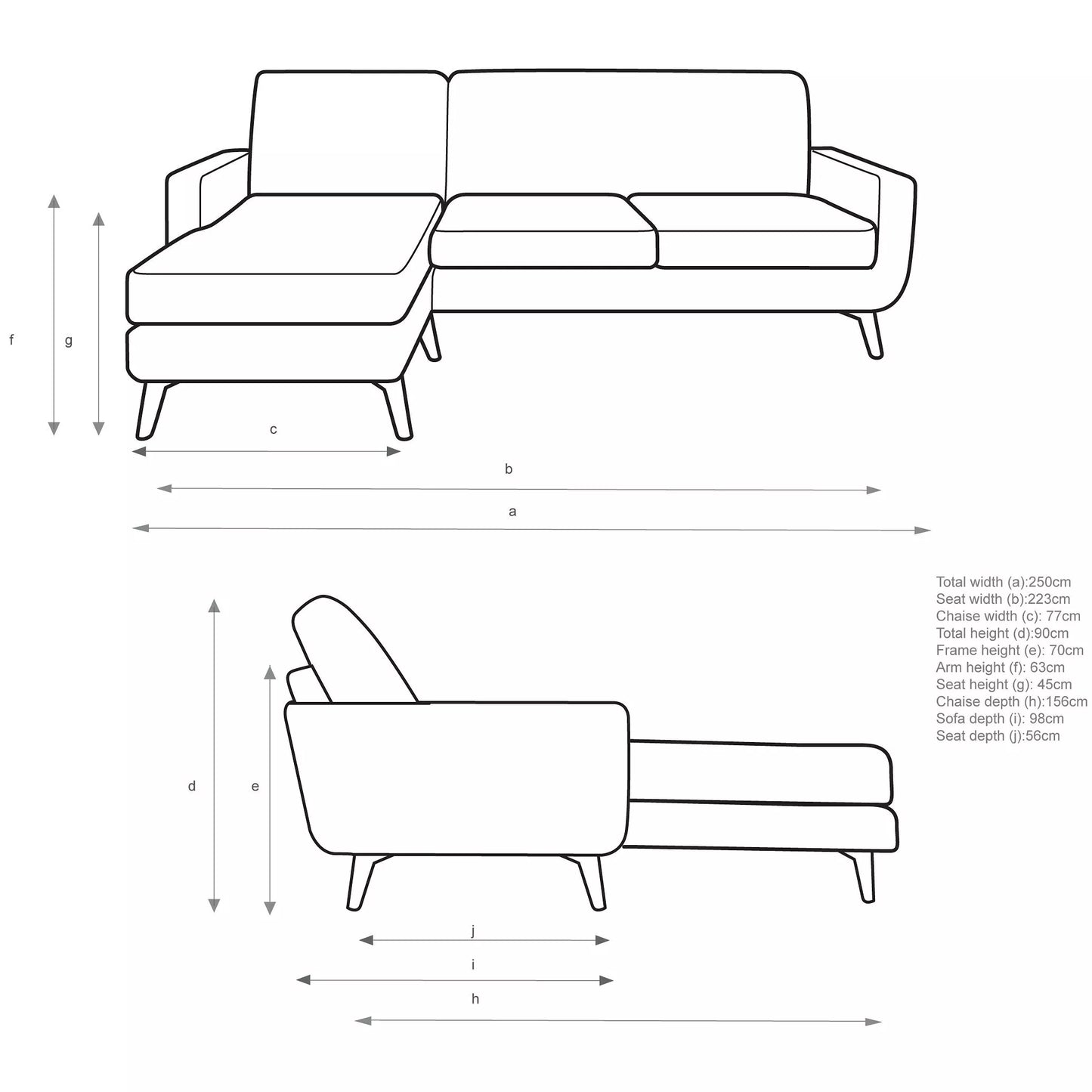 John Lewis Barbican LHF Chaise End Sofa  Chunky Chenille Navy