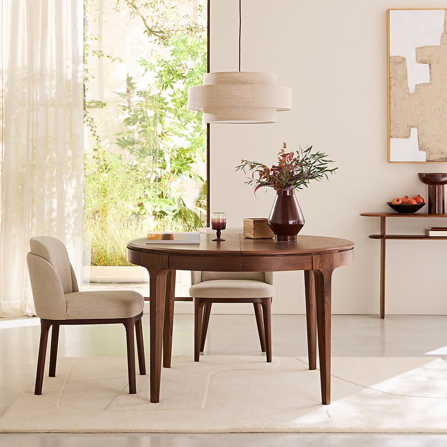 La Redoute AM.PM Sanara Walnut and Veneer Extendable Round Table 8 People