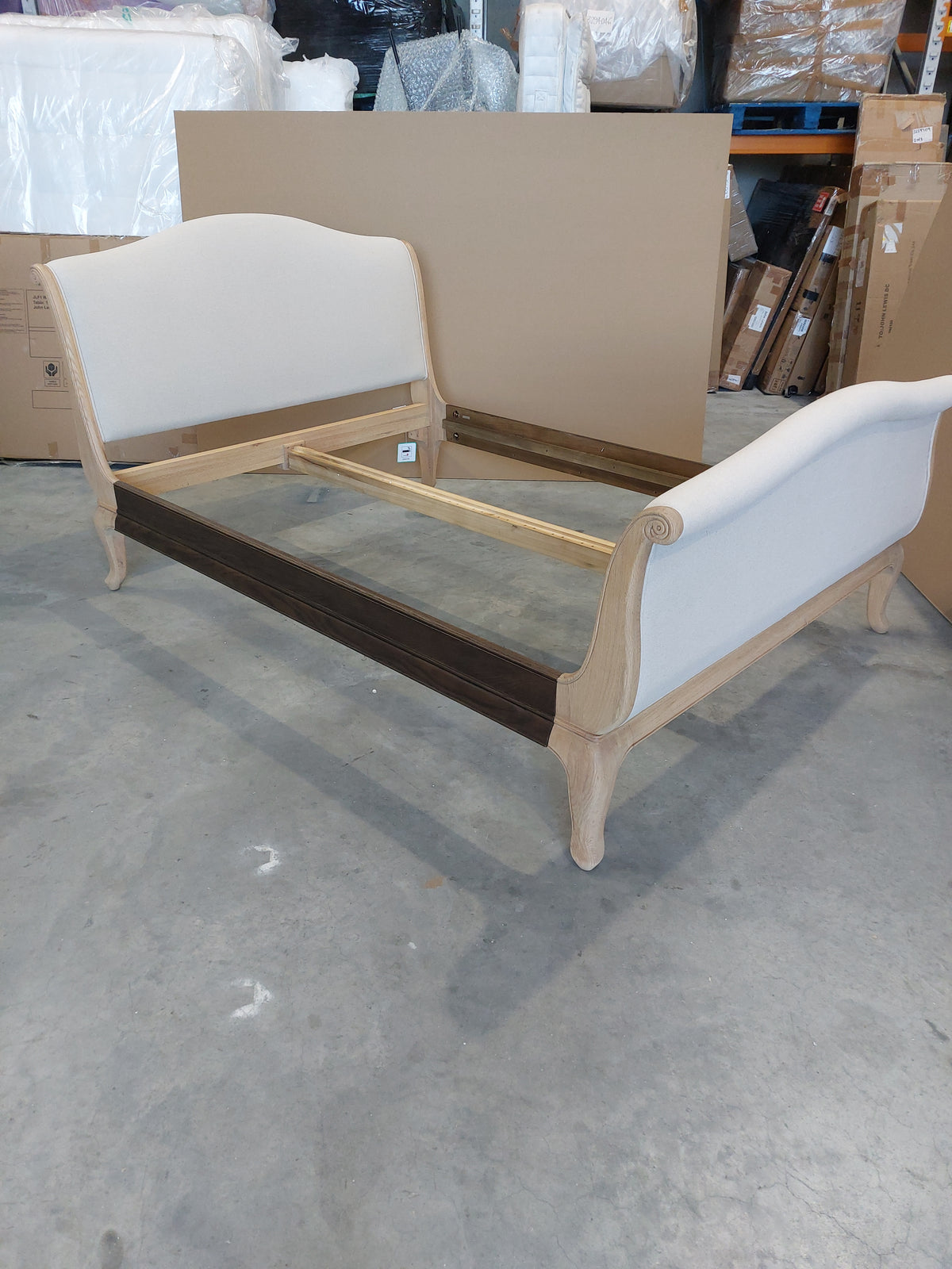 John Lewis Louis High End Sleigh Bed King 150cm Oak Two Tone Finish