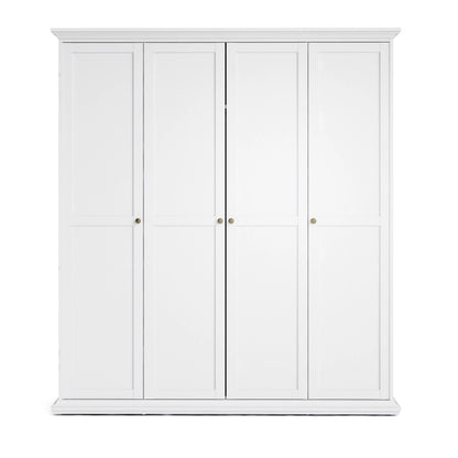 Paris Wardrobe with 4 Doors in White