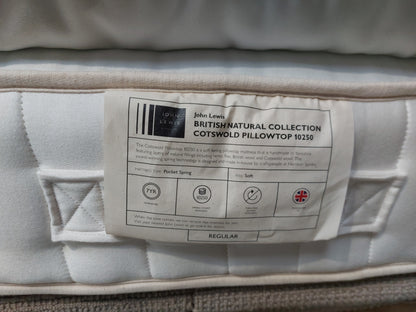 John Lewis British Natural Collection Cotswold Pillowtop 10250 Zip Link Mattress Regular Tension Super King Size