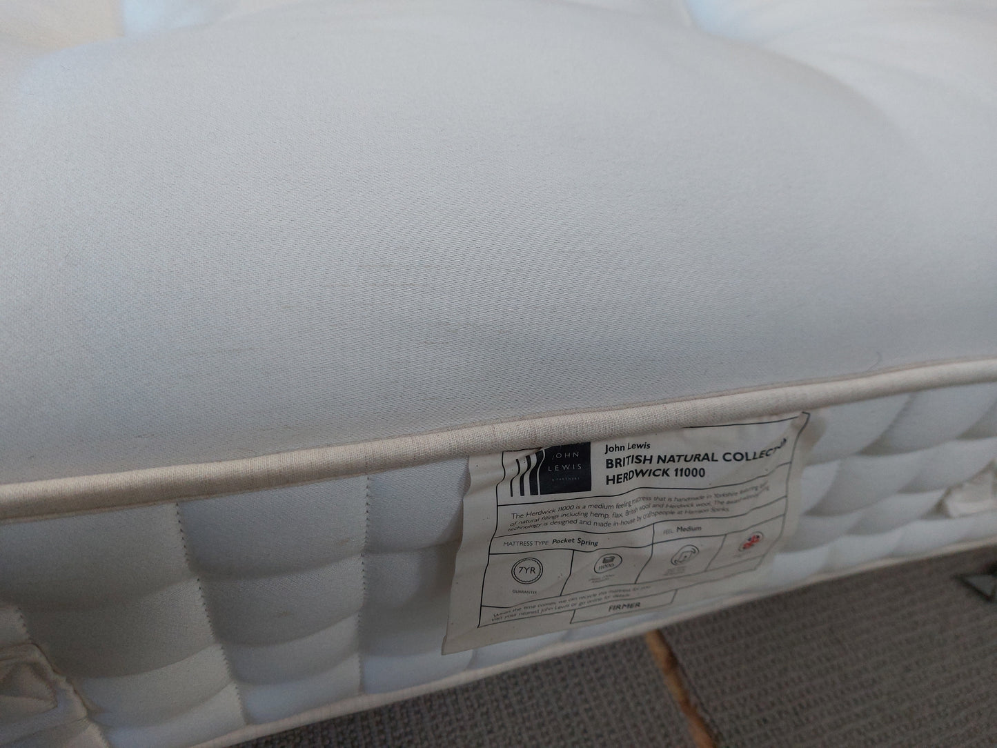 John Lewis British Natural Collection Herdwick 11000 Mattress, Firmer Tension, King Size