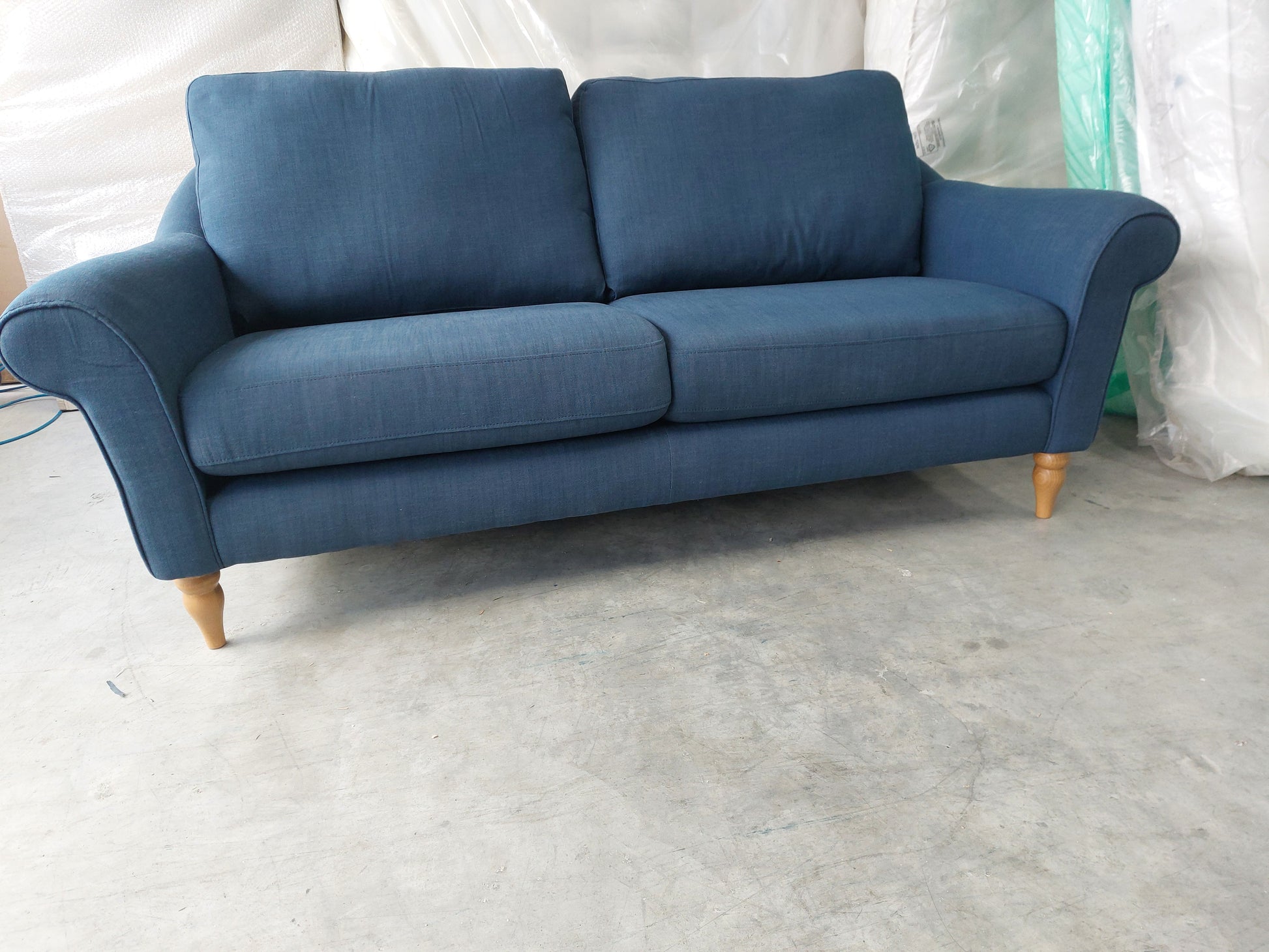 John Lewis Camber Large 3 Seater Sofa Blue Linen
