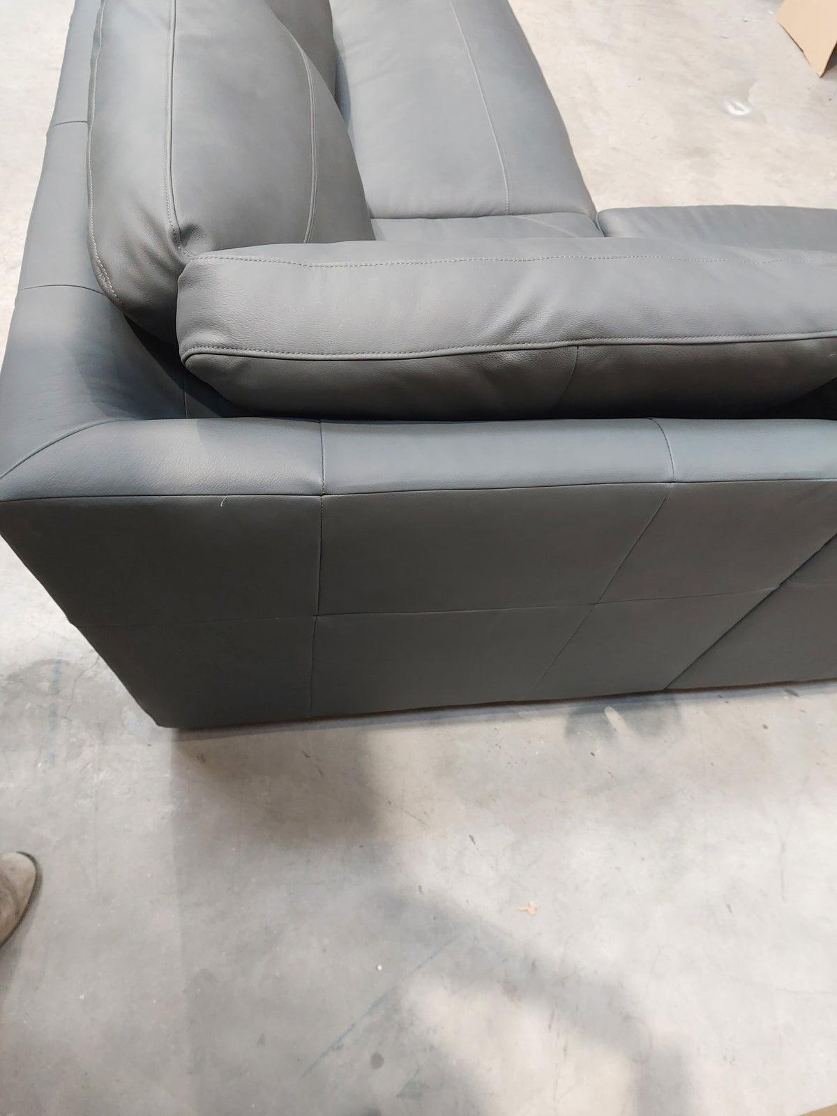 John Lewis Camden RHF Chaise Corner Leather Sofa, Dark Leg, Matt Navy