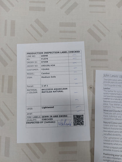 John Lewis Camber Medium 2 Seater Sofa, Light Leg, Matilda Natural