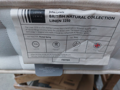 John Lewis Mattress  Emperor British Collection Linen 3250 Zip Link Firmer