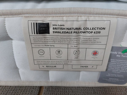 John Lewis Swaledale Pillowtop 6250 Mattress Regular and Firmer Tension Super King Size