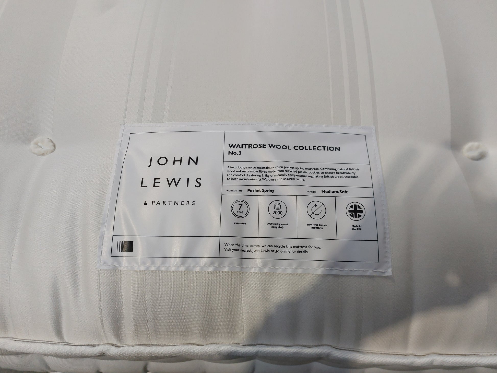 John Lewis Classic NO. 3 Pocket Spring Mattress Super King Size