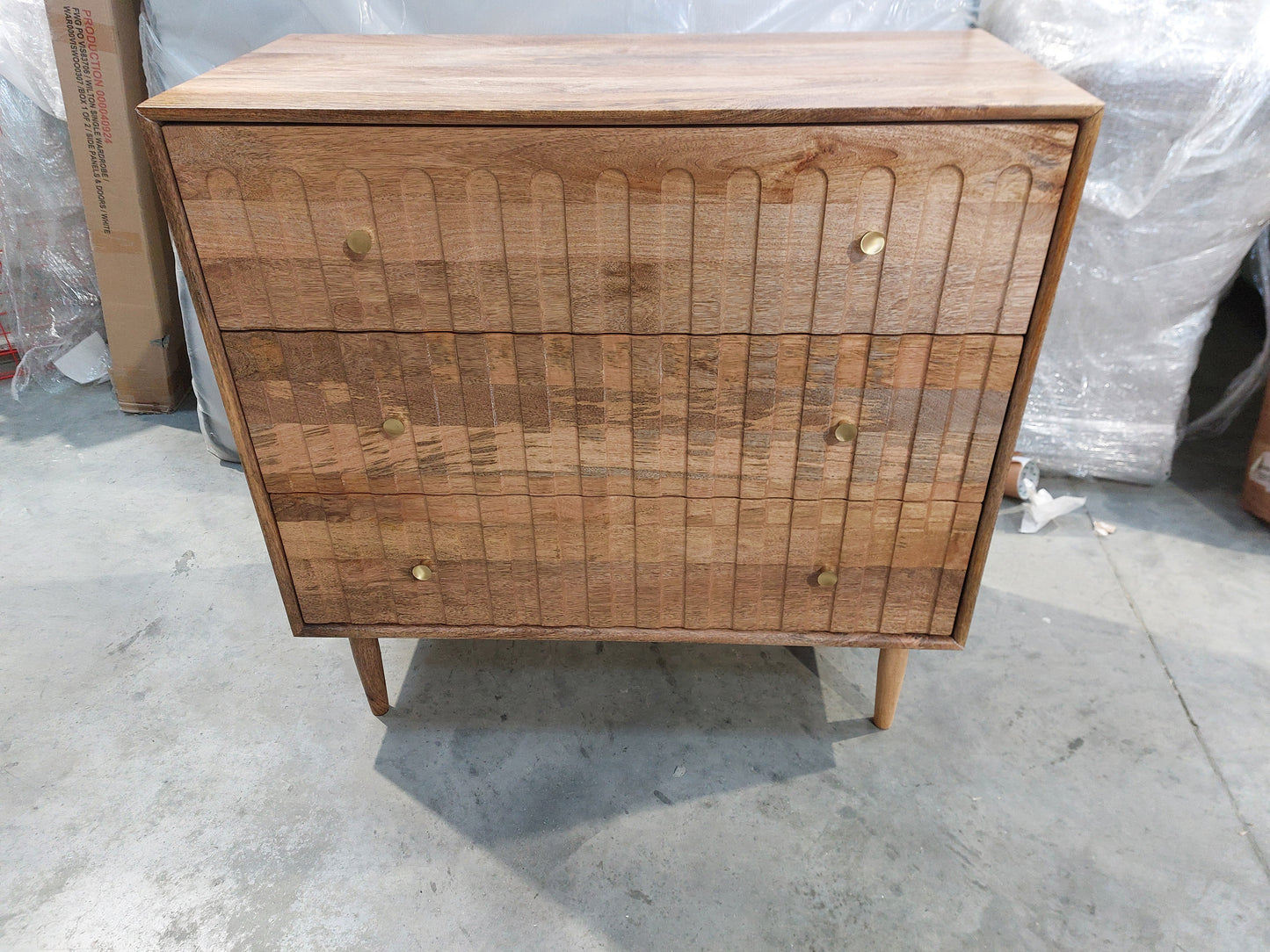 John Lewis Groove Mango Wood 3 Drawer Chest, Natural