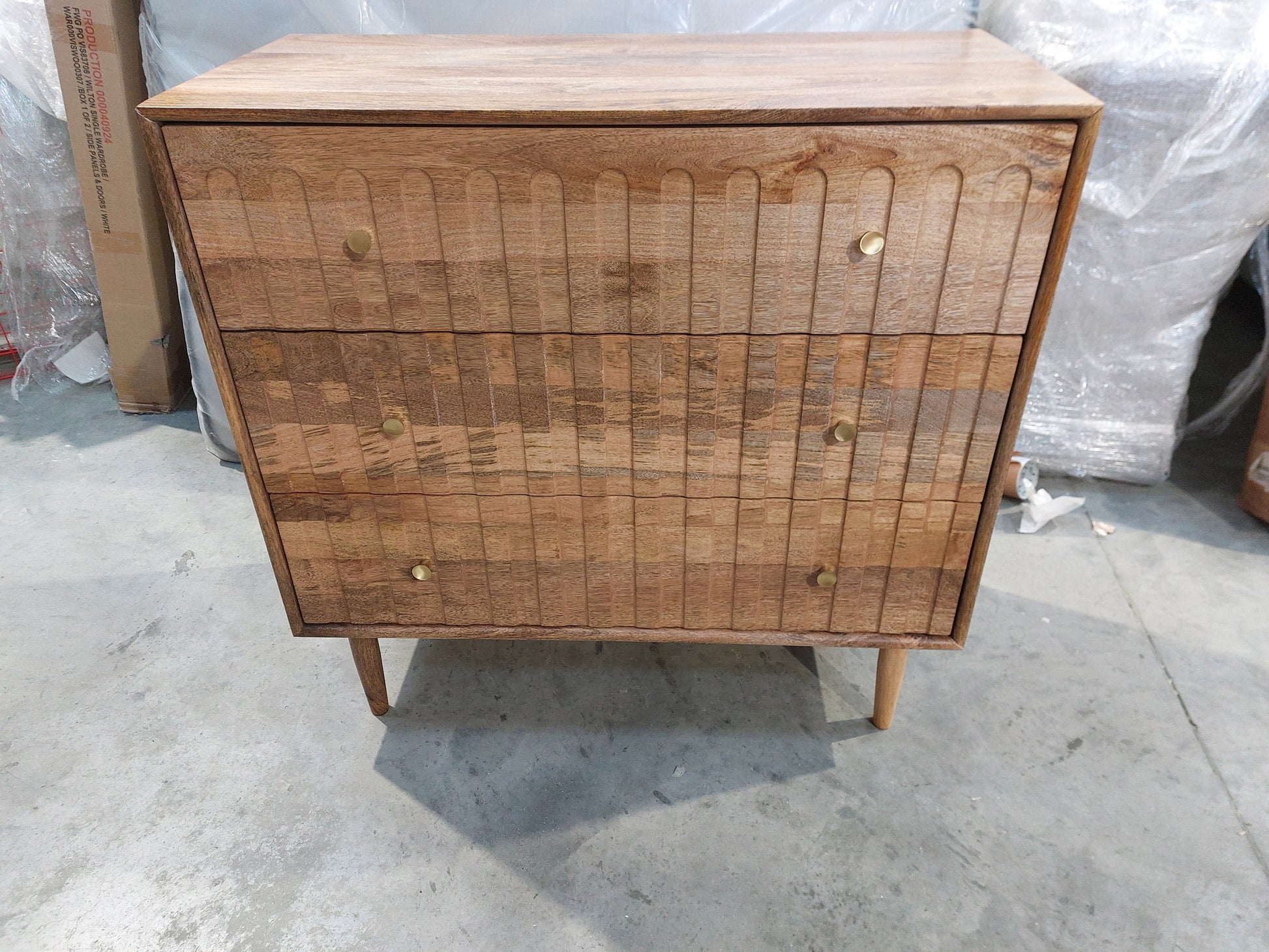 John Lewis Groove Mango Wood 3 Drawer Chest, Natural