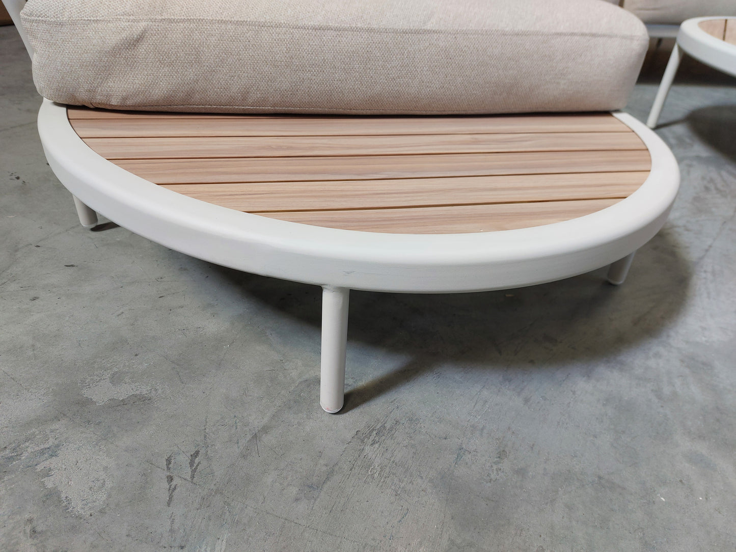 John Lewis Lozenge 5-Seater Modular Curved Garden Sofa & Coffee Table Set, Cream