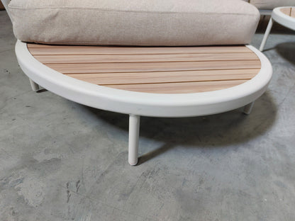 John Lewis Lozenge 5-Seater Modular Curved Garden Sofa & Coffee Table Set, Cream