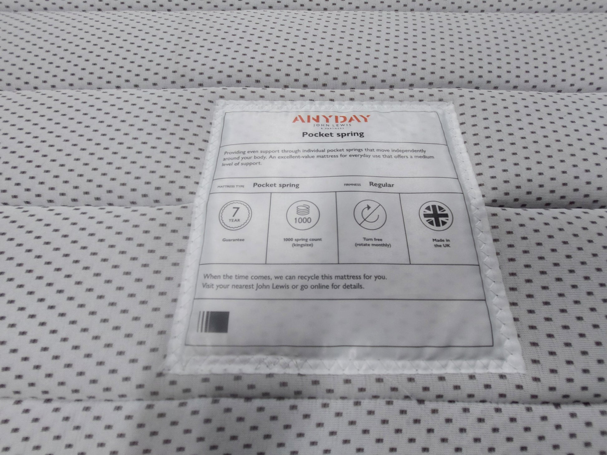 John Lewis Pocket Spring Mattress, Regular Tension, King Size