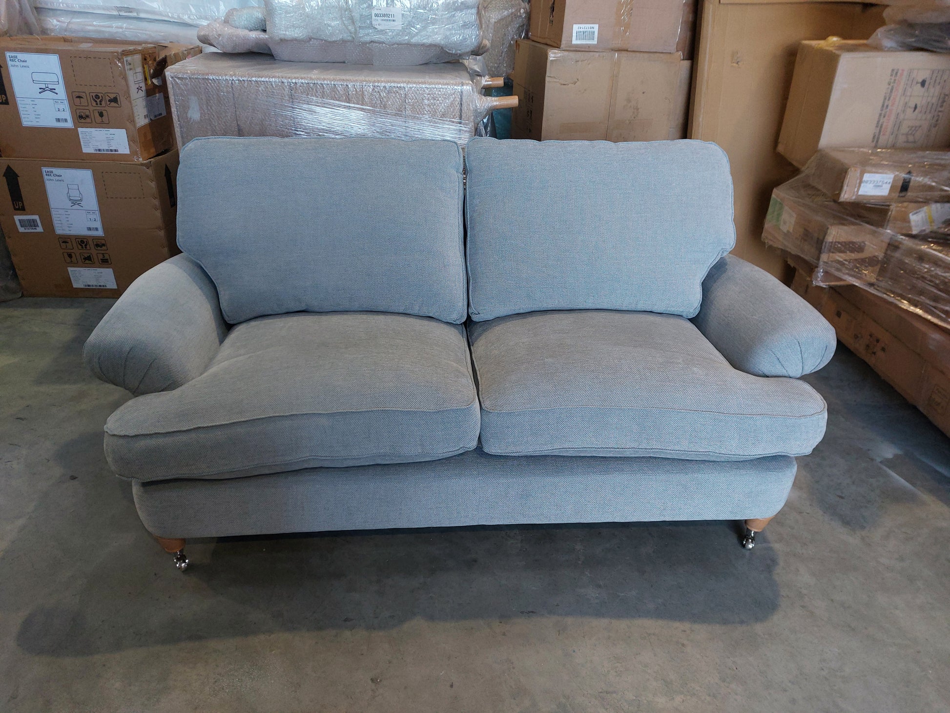 Laura Ashley  Small 2 Seater Sofa  Beaumaris, Teak Leg, Anneliese Seaspray