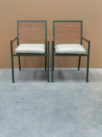 John Lewis Platform Garden Dining Armchair, Set of 2, Green