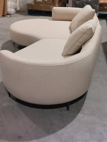 John Lewis Lozenge Grand 5 Seater LHF Chaise End Sofa, Metal Leg, Twisted Boucle Putty