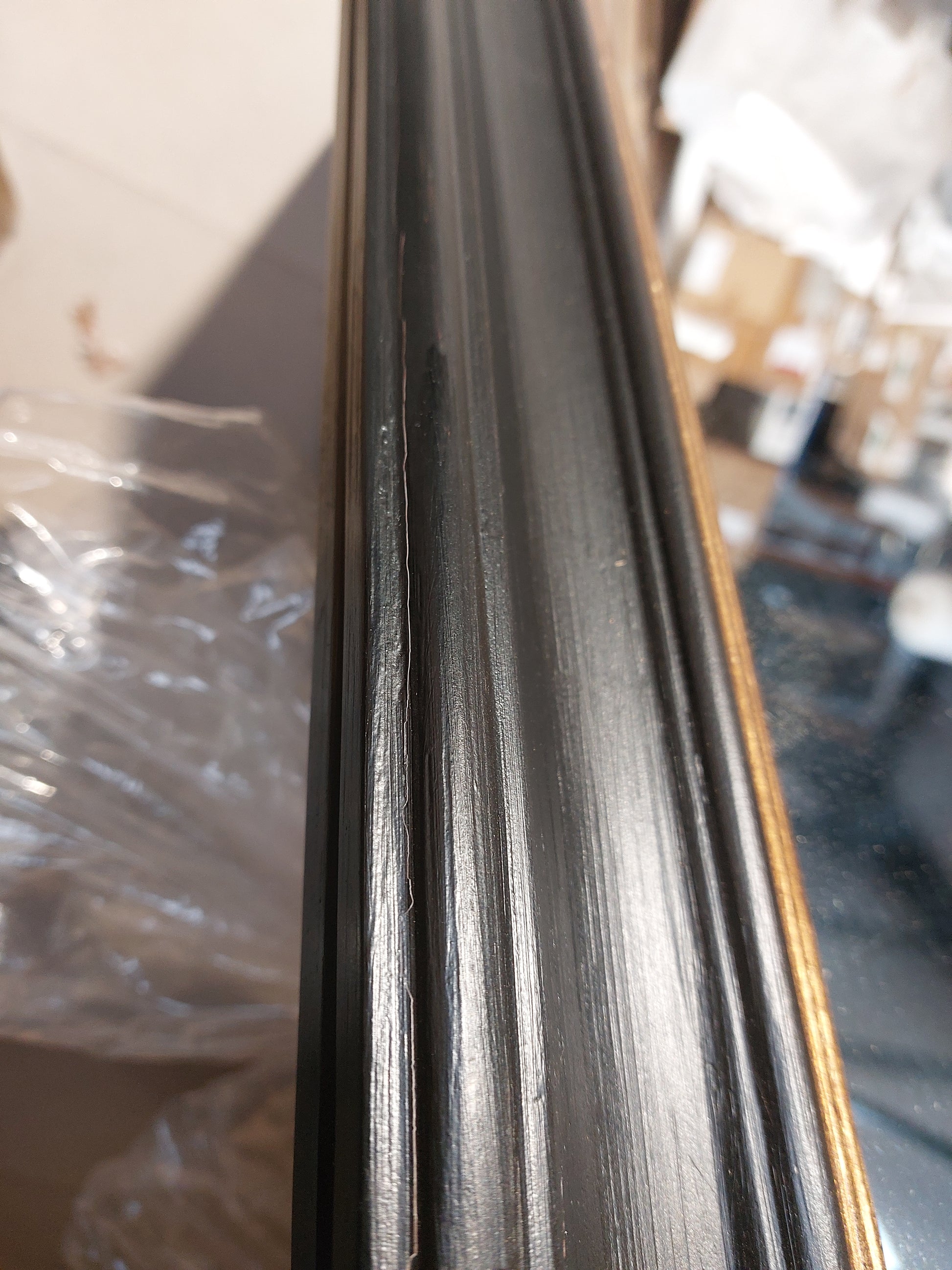 John Lewis Georgian Overmantle Wood Mirror, 95 x 105cm, Black/Gold