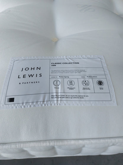 John Lewis Classic Collection 1400 Pocket Spring Mattress, Medium/Firm Tension, Single