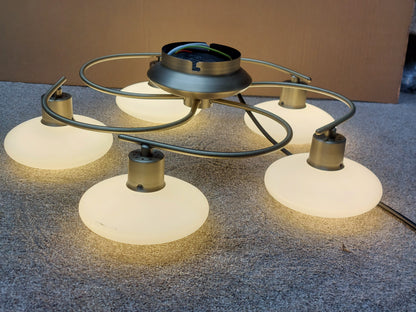 John Lewis Tameo 5 Arm Flush Ceiling Light, Brass