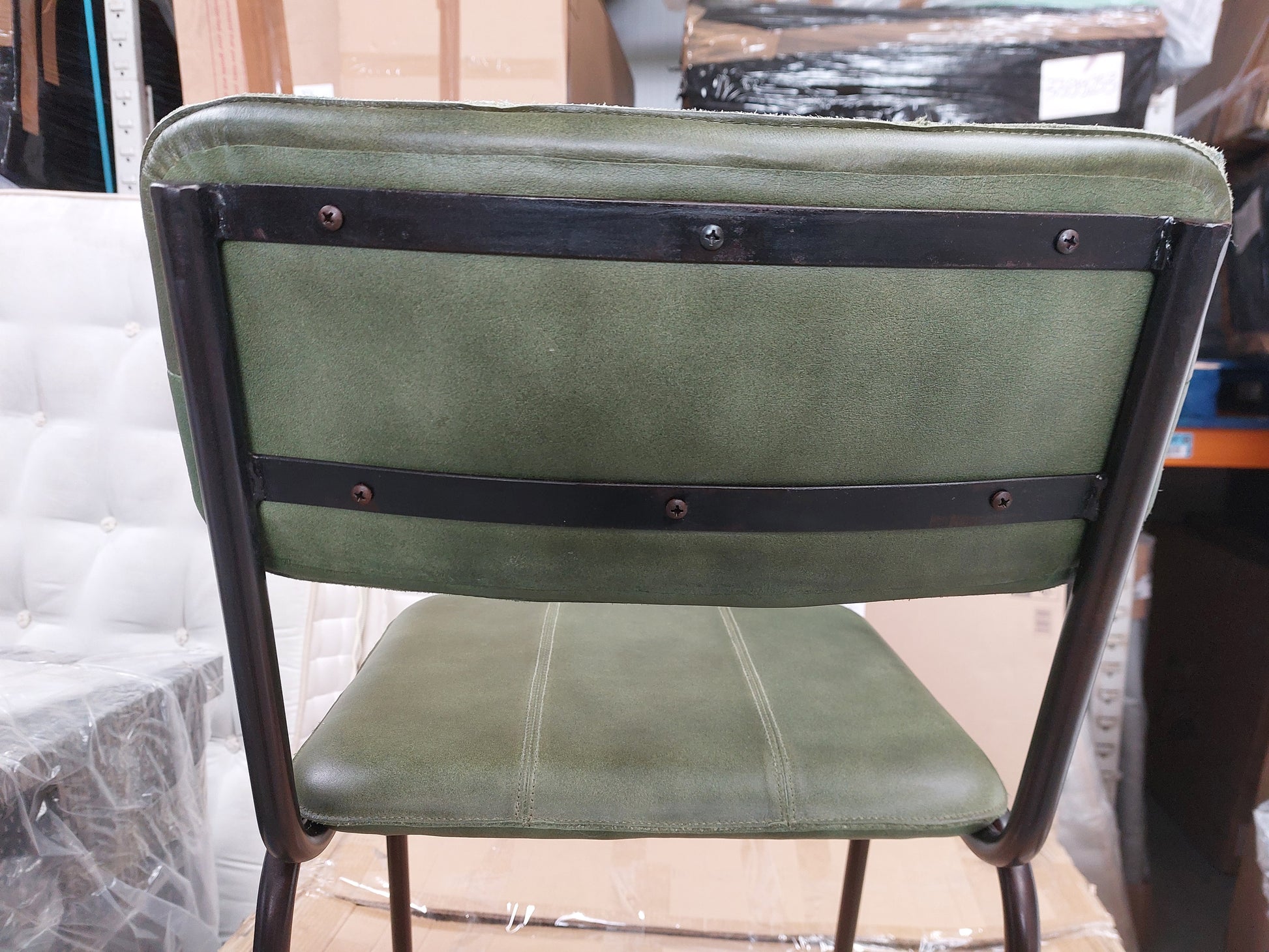 nkuku Ukari Leather Dining Chair, Rich Green