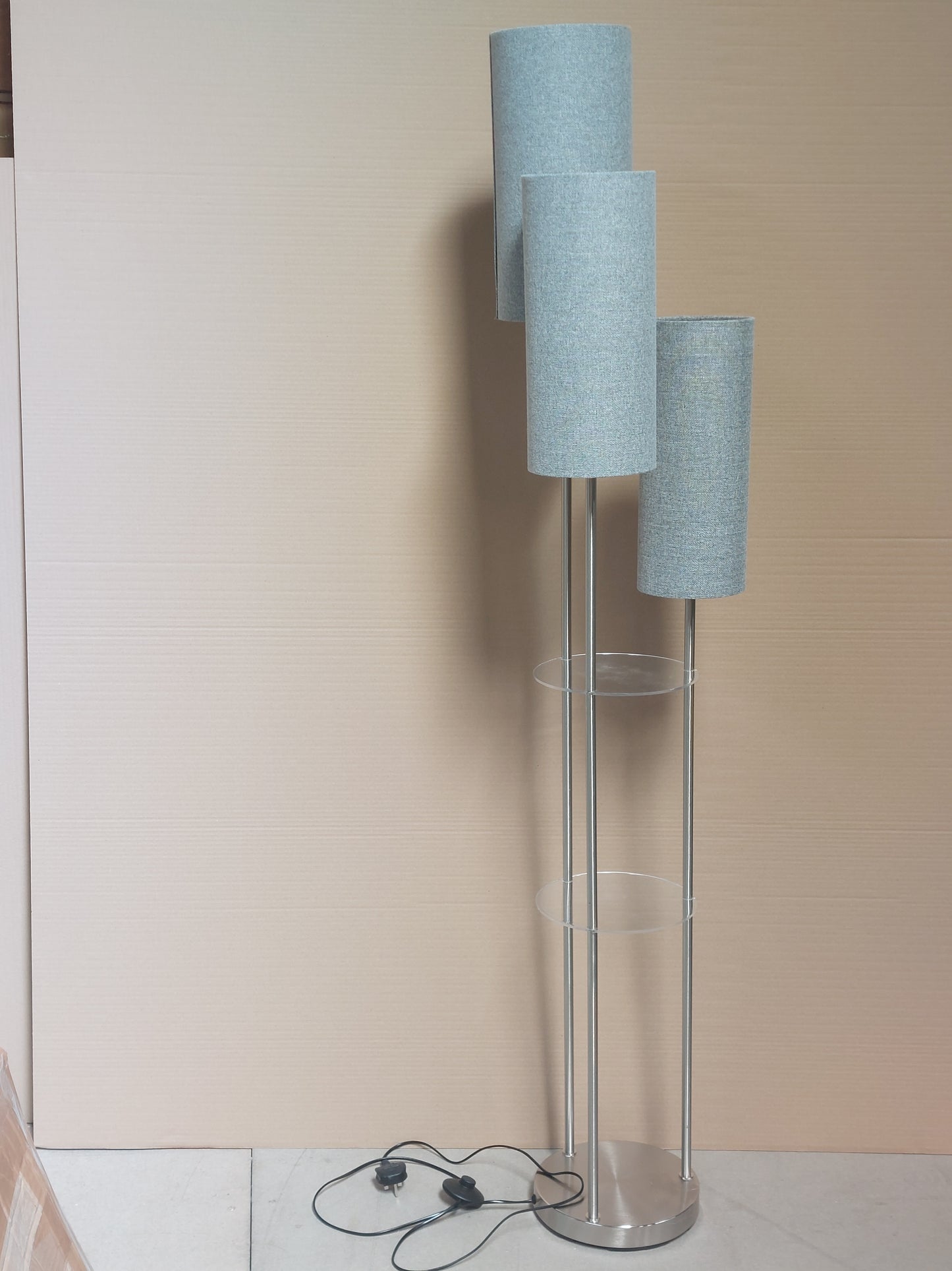 John Lewis Cluster Trio Shelf Floor Lamp, Brushed Steel